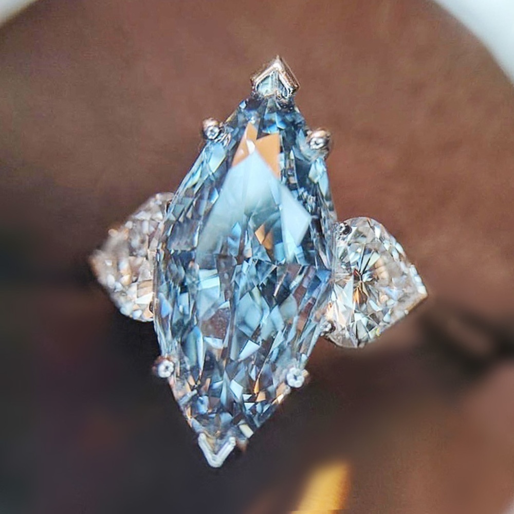 *ITZAYANA* Silver x Blue Zircon Fashion Ring Size 9